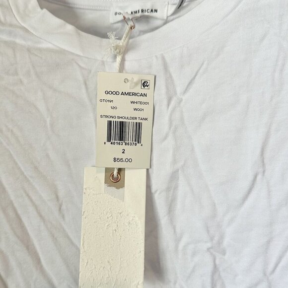NWT Good American Strong Shoulder Tank in White - Size 2 (Medium) - Picture 5 of 7